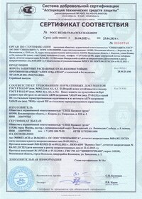 Сертификат на ворота защитные распашные "АПИТ-II/Б-4/ЕI-60"