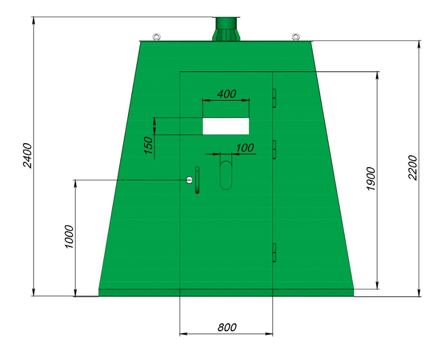 Бронеколпак четырехгранный с большой дверью «АПИТ БК» БК-Апит-Бр4 Схема